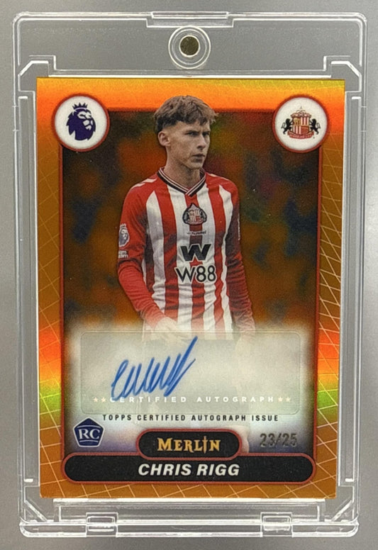 Chris Rigg Topps Merlin PL 2026 Auto Orange Refractor /25 RC Sunderland