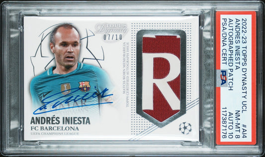 Andres Iniesta Topps Dynasty UCL 2022-23 /10 Auto PSA 8 FC Barcelona