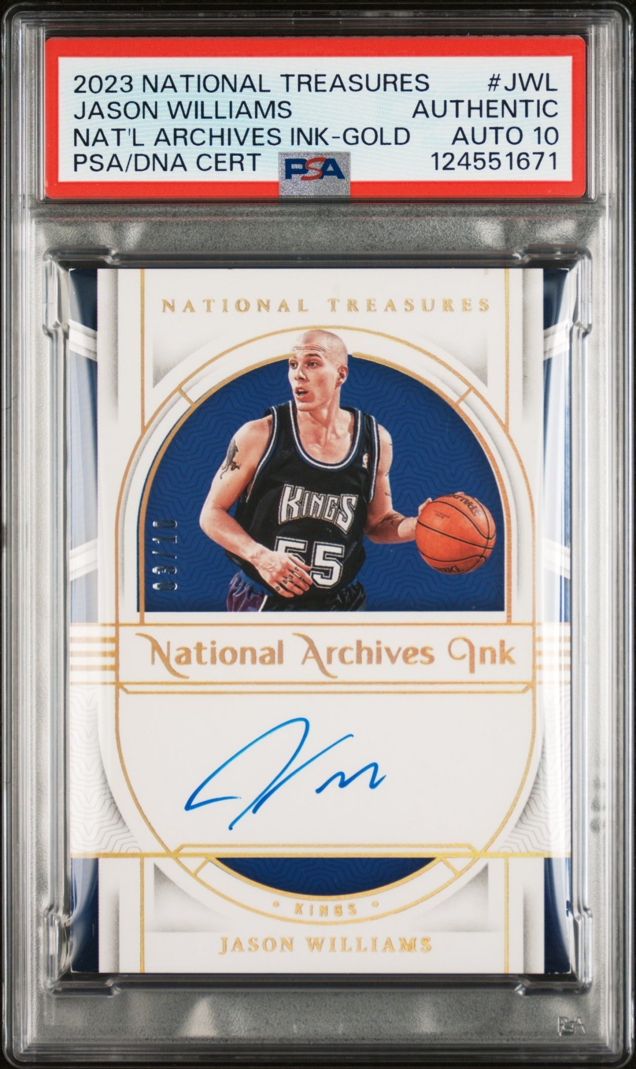 Jason Williams Panini National Treasures 2023-24 Gold /10 PSA AUTH Sacramento Kings