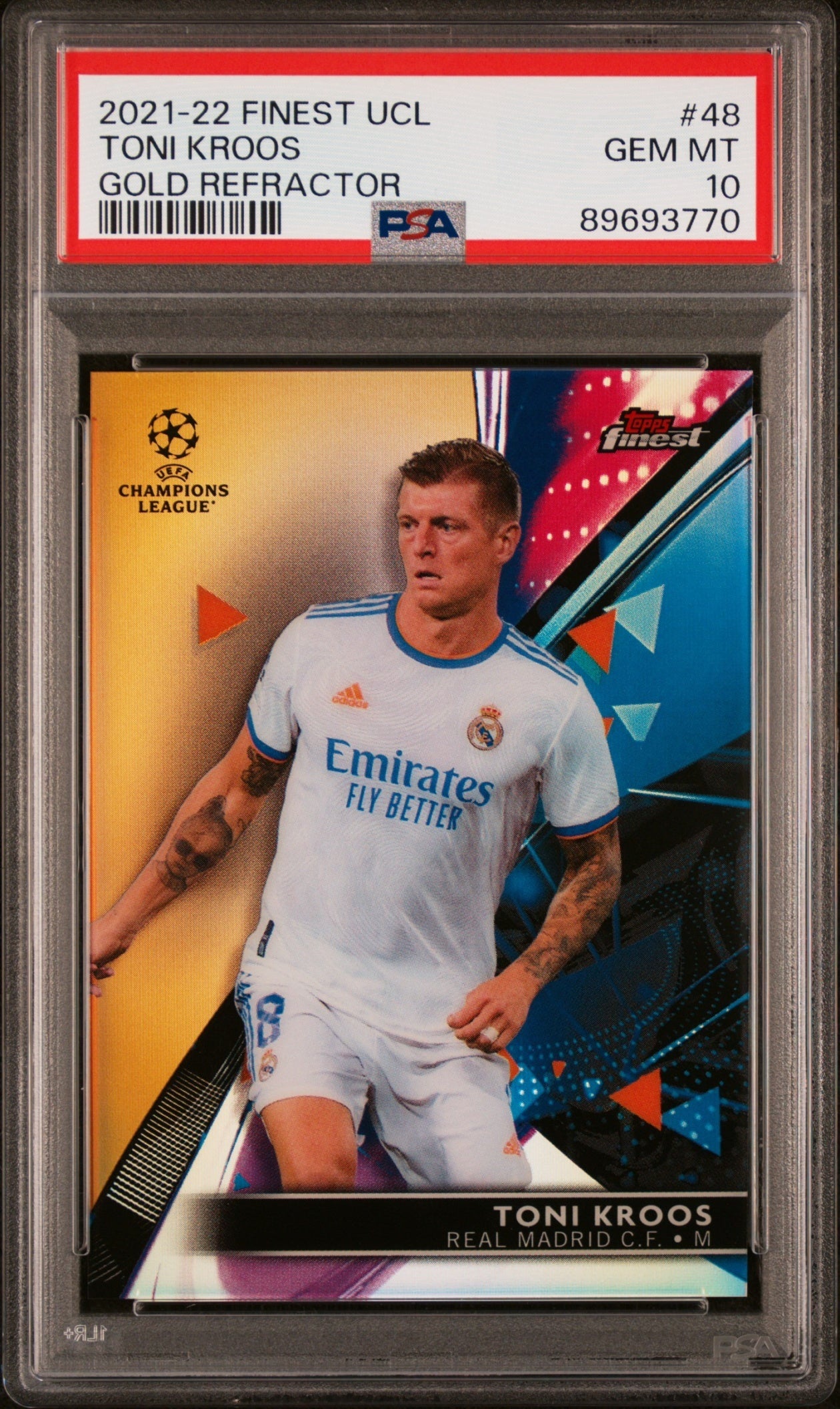 Toni Kroos Topps Finest UCL 2021 Gold /50 PSA 10 Real Madrid CF