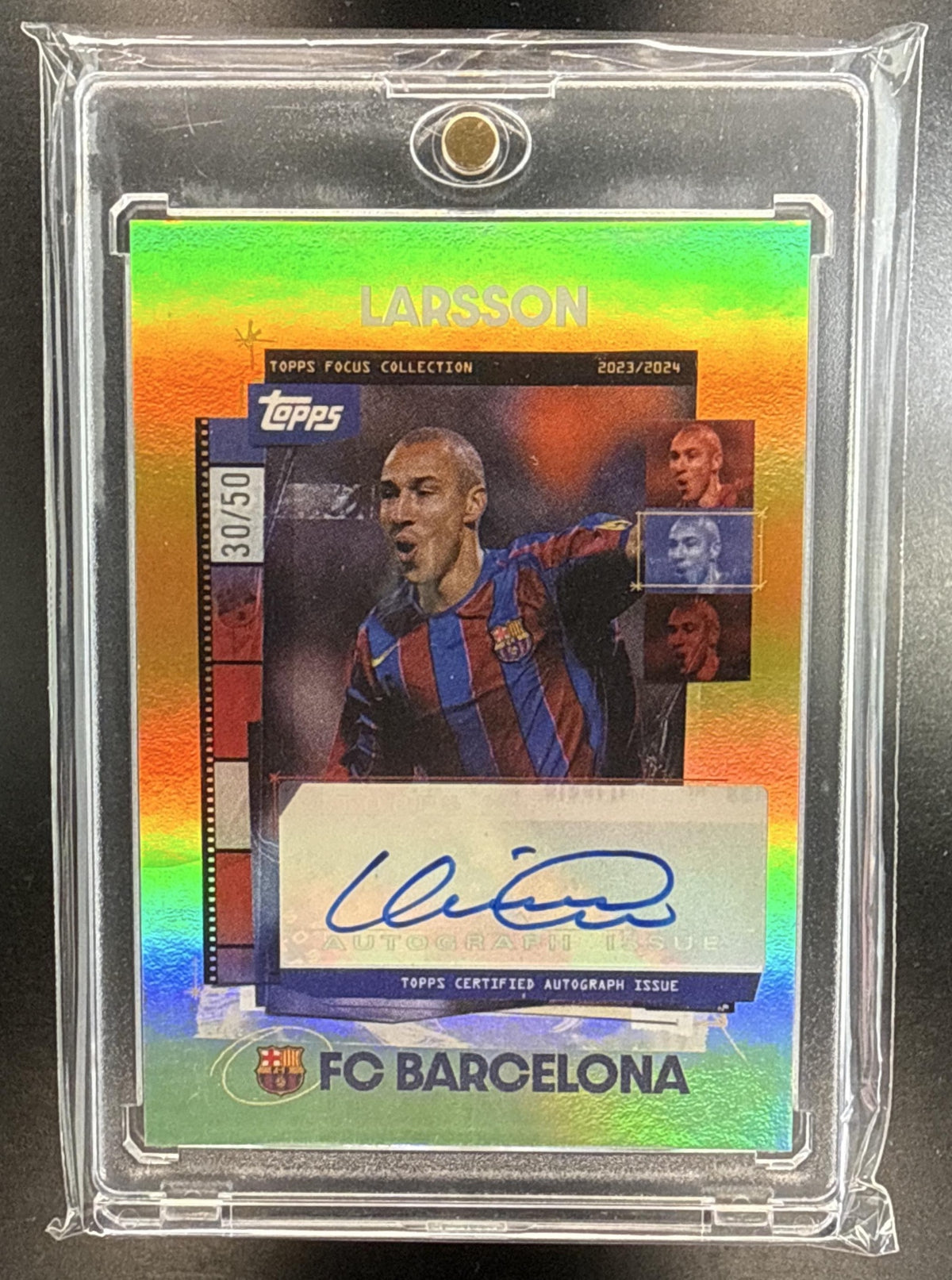 Henrik Larsson Topps Focus FC Barcelona 2023-24 Snapshots Auto /50