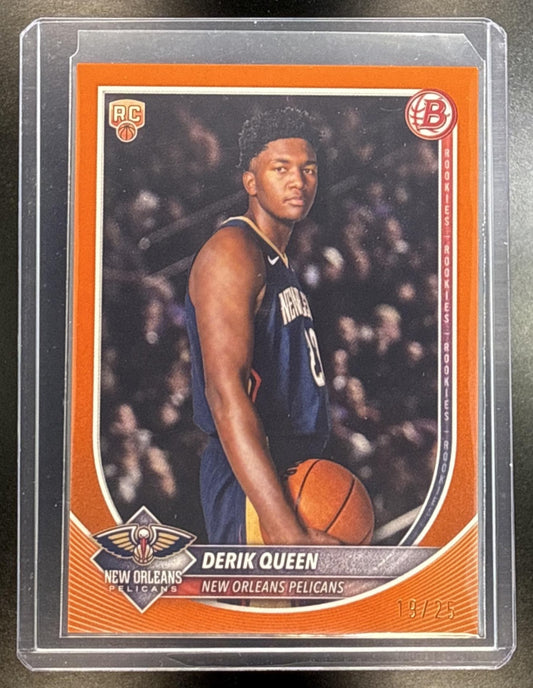 Derik Queen Bowman 2025-26 Orange Border /25 RC New Orleans Pelicans