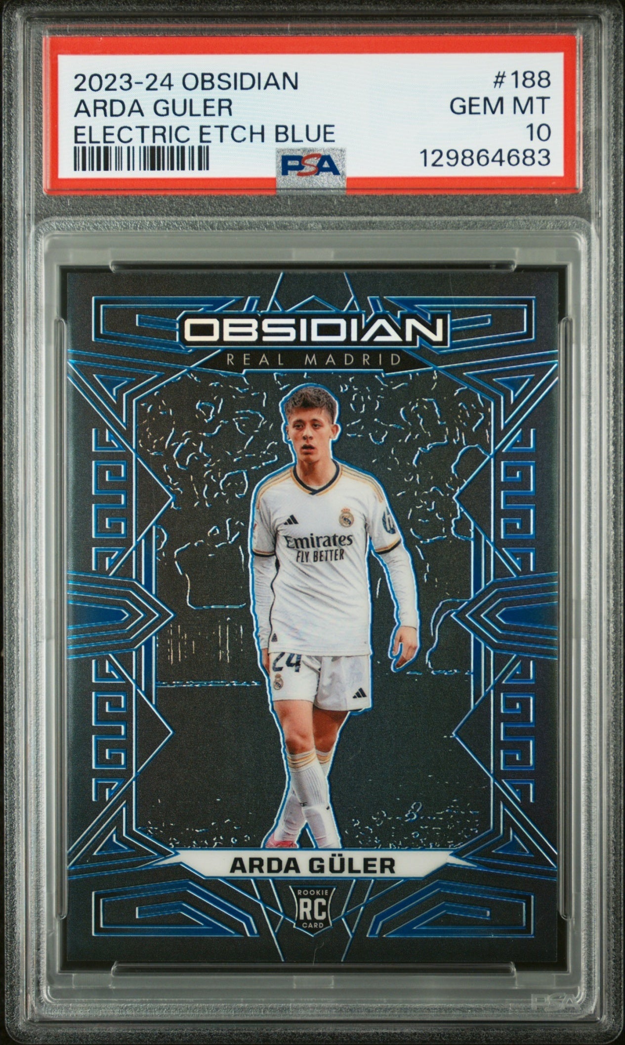 Arda Guler Panini Obsidian 2023-24 EE Blue /20 RC PSA 10 Real Madrid CF