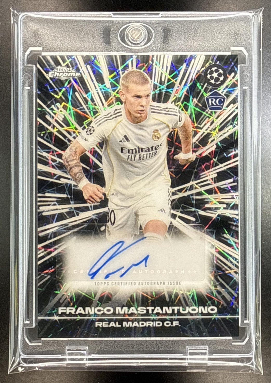 Franco Mastantuono Topps Chrome UEFA CC 2025-26 RC Auto Real Madrid C.F.