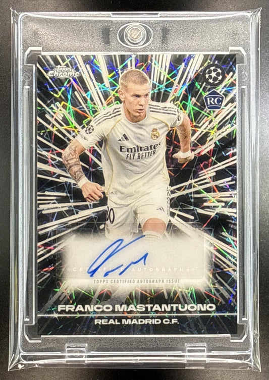 Franco Mastantuono Topps Chrome UEFA CC 2025-26 RC Auto Real Madrid C.F.