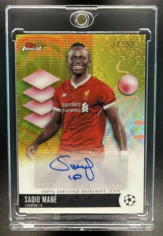 Sadio Mane Topps Finest UCC 2025-26 Gold Wave Refractor /50 Auto Liverpool FC