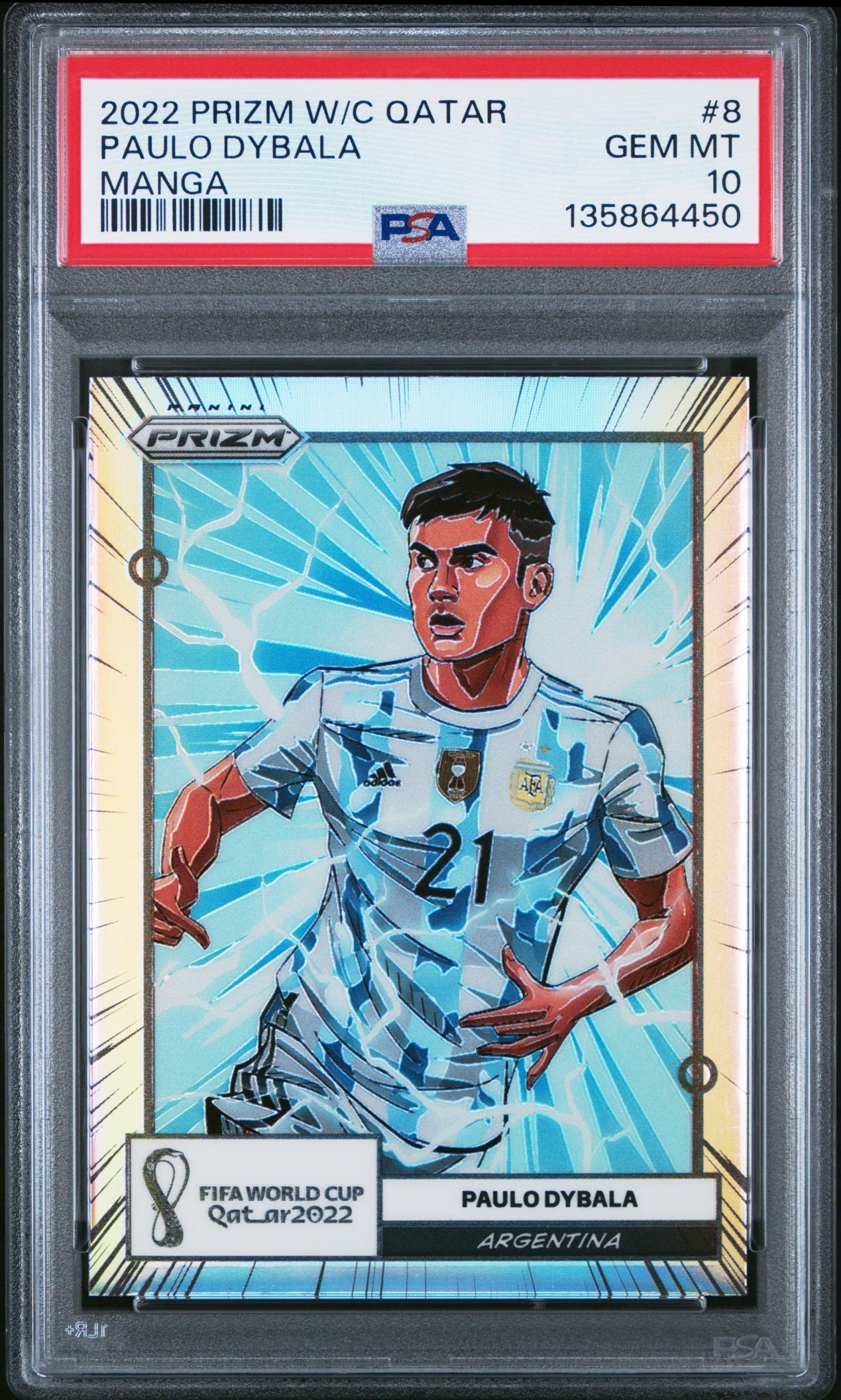Paulo Dybala Panini Prizm World Cup 2022-23 Manga PSA 10 Argentina