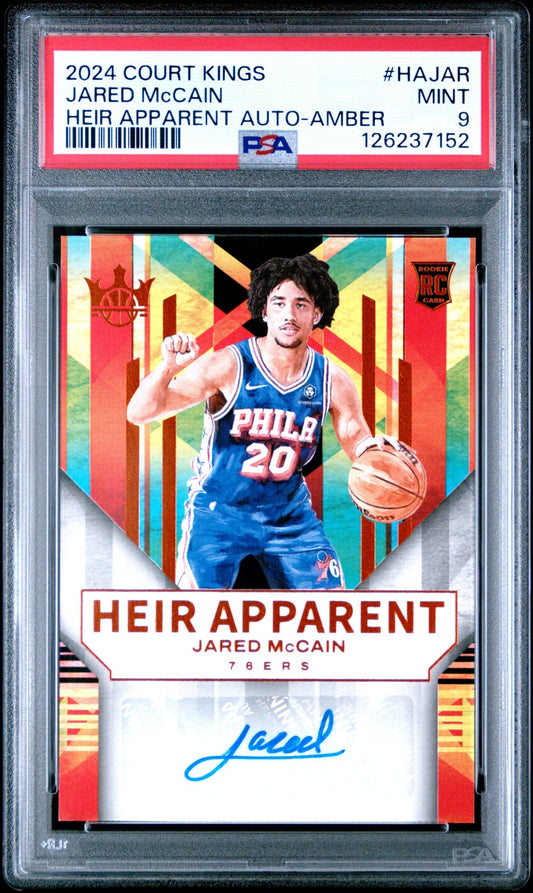 Jared McCain Court Kings 2024-25 Amber /75 RC Auto PSA 9 Philadelphia 76ers