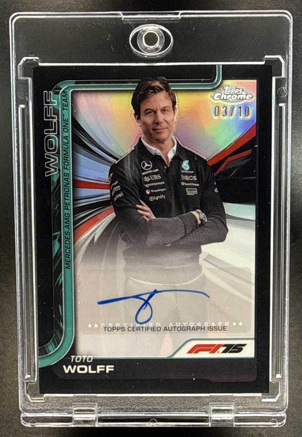 Toto Wolff Topps Chrome Formula 1 2025 Auto Black Refractor /10