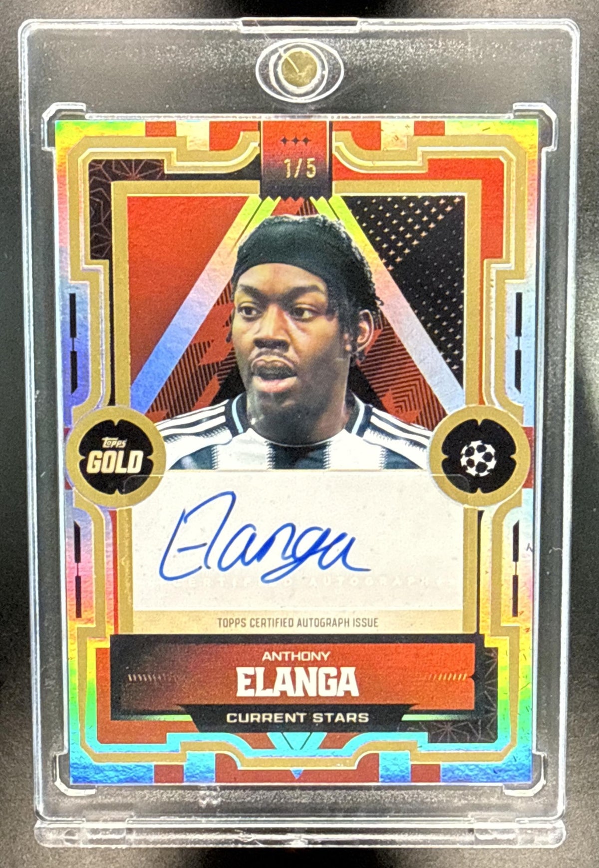 Anthony Elanga Topps Gold PL 2025-26 Auto Red /5 Newcastle United