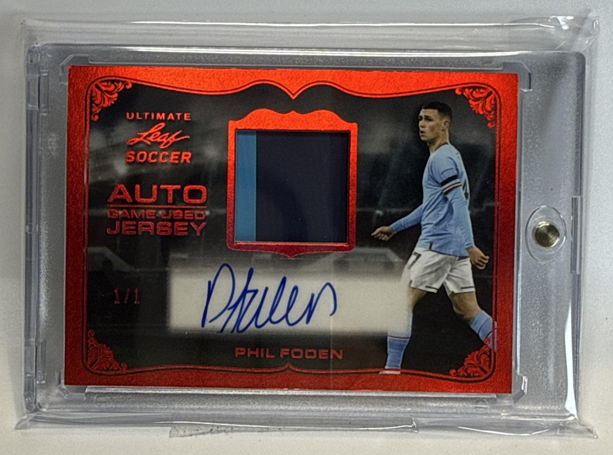 Phil Foden Leaf Ultimate 2022 Jersey Auto Red Spectrum 1/1