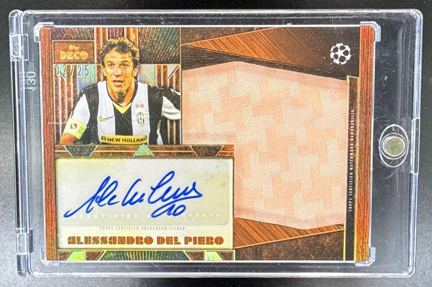 Alessandro Del Piero Topps Deco UEFA CC 2025-26 Orange /25 Auto Juventus