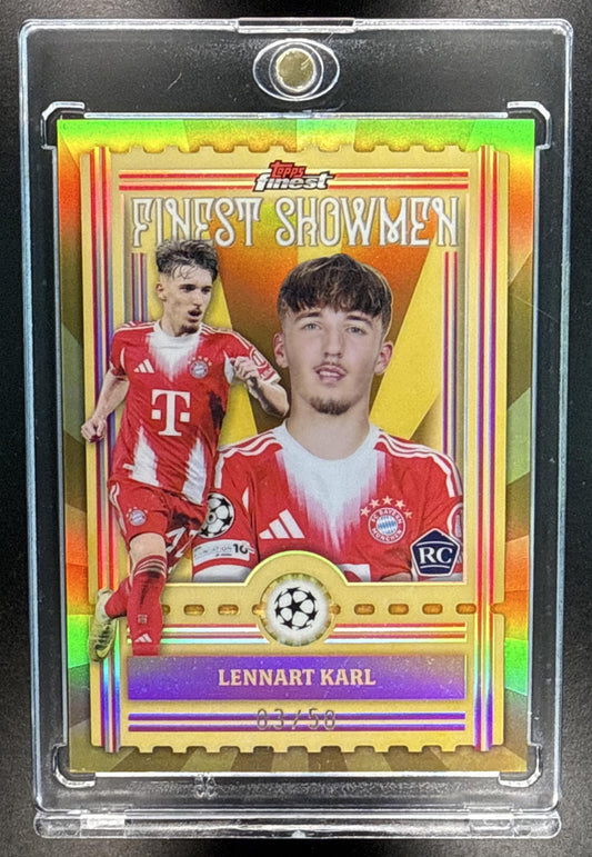 Lennart Karl Topps Finest UCC 2025-26 Gold Refractor /50 RC FC Bayern Munchen