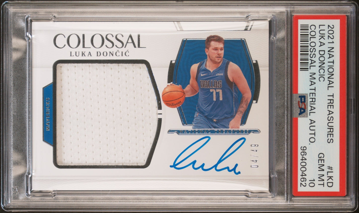 Luka Doncic Panini National Treasures 2021 /49 MEM Auto PSA 10 Dallas Mavericks