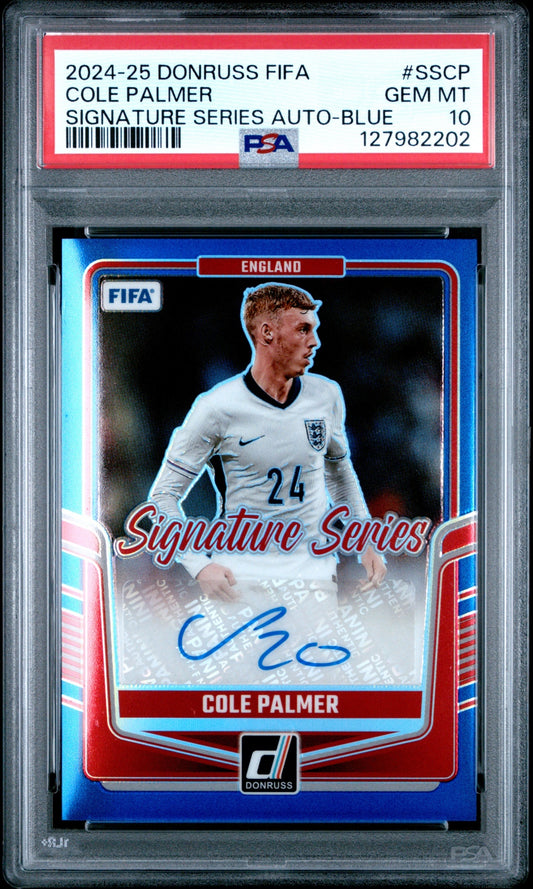 Cole Palmer Panini Donruss 2024-25 Signature Series Blue /99 Auto PSA 10 England