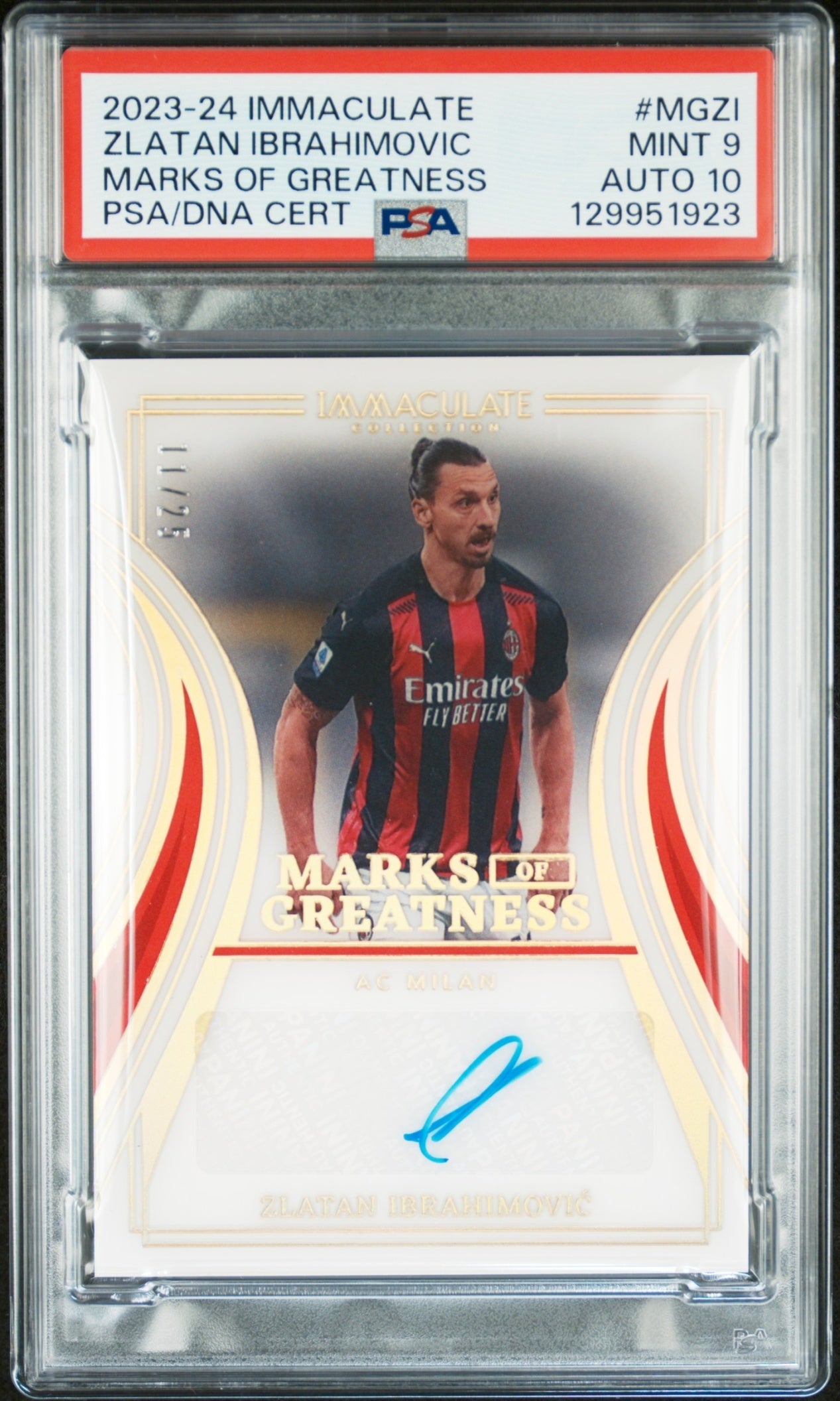 Zlatan Ibrahimovic Panini Immaculate Collection 2023-24/25 Auto PSA 9 AC Milan