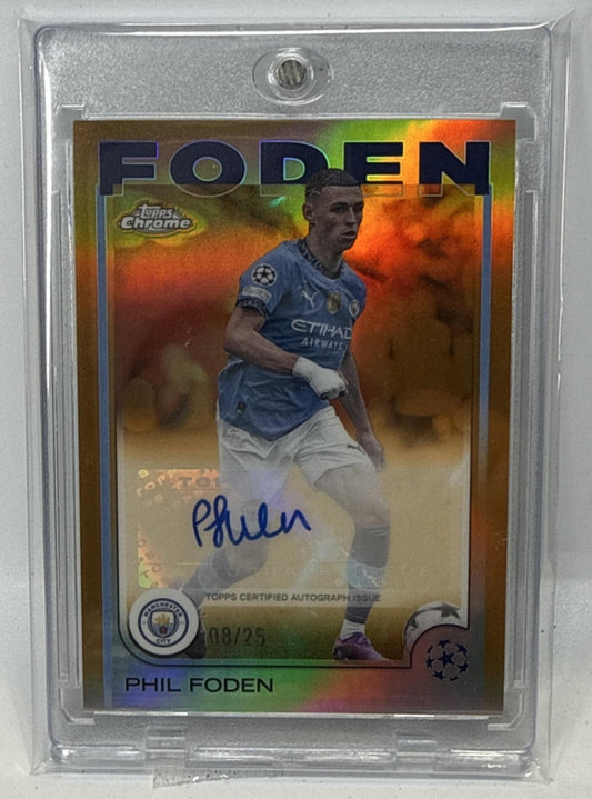 Phil Foden Topps Chrome UCC 2024-25 Auto Orange Refractor /25 Manchester City