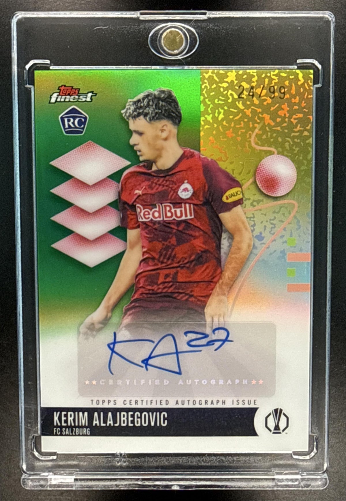Kerim Alajbegovic Topps Finest UCC 2025-26 Green Refractor /99 Auto FC Salzburg