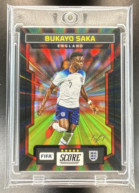 Bukayo Saka Panini Score FIFA 2023-24 Black Lasers 1/1 England