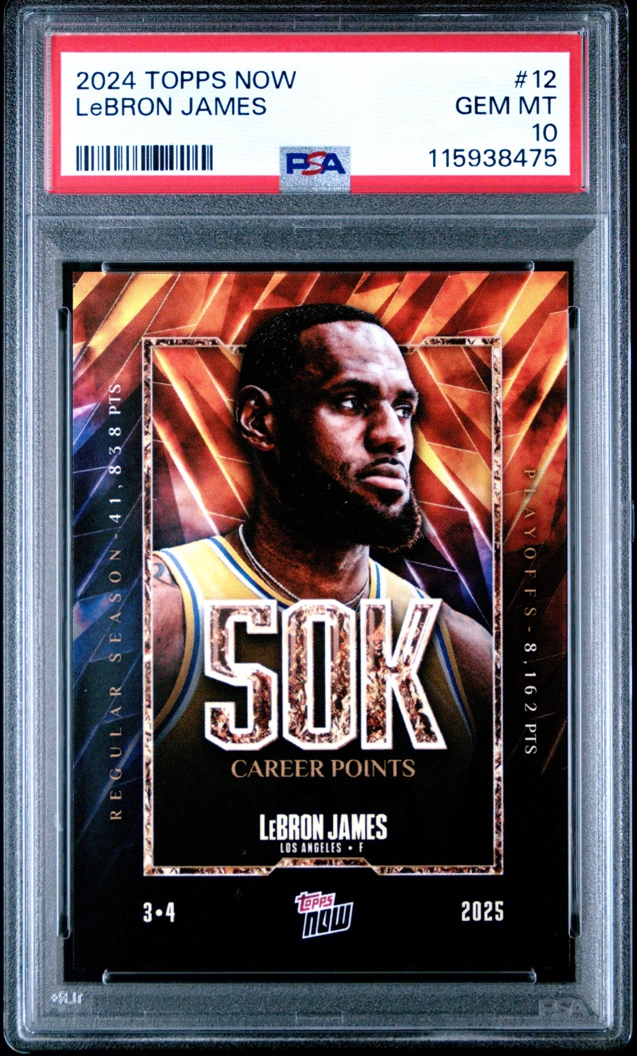 LeBron James Topps Now 2024-25 PSA 10 Los Angeles Lakers
