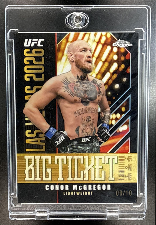 Conor McGregor Topps Chrome UFC 2026 Big Ticket Black Refractor /10 SP