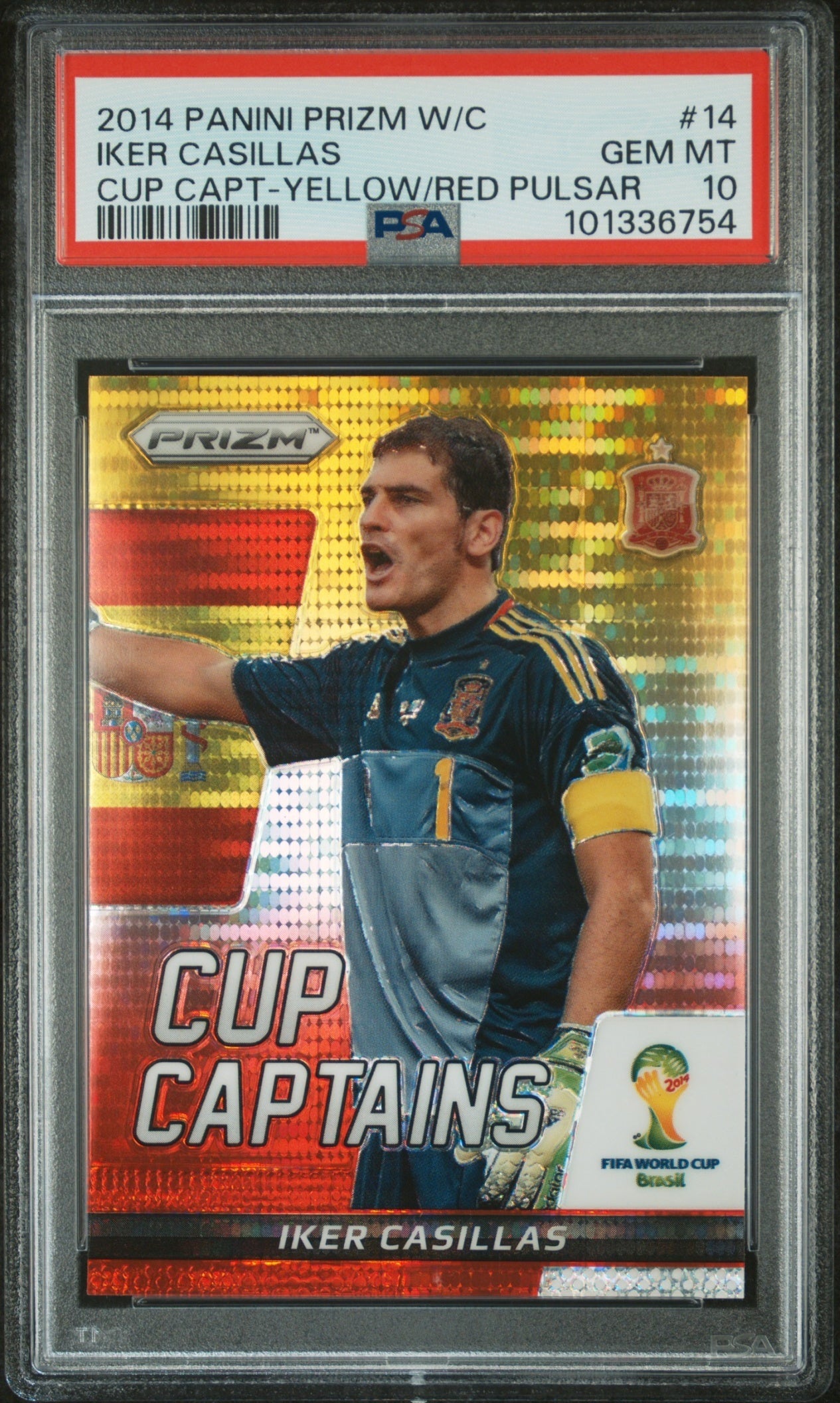 Iker Casillas Panini Prizm FIFA World Cup Brazil 2014 PSA 10 Spain