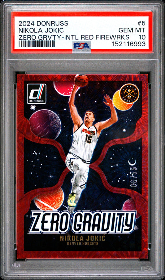 Nikola Jokic Panini Donruss 2024-25 Intl Red Fireworks /55 PSA 10 Denver Nuggets