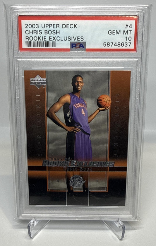 Chris Bosh UD Rookie Exclusives 2003-04 RC PSA 10 Toronto Raptors