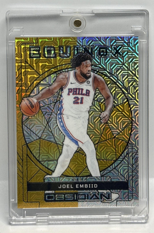 Joel Embiid Obsidian 2023-24 Electric Etch Gold Flood /10 Philadelphia 76ers