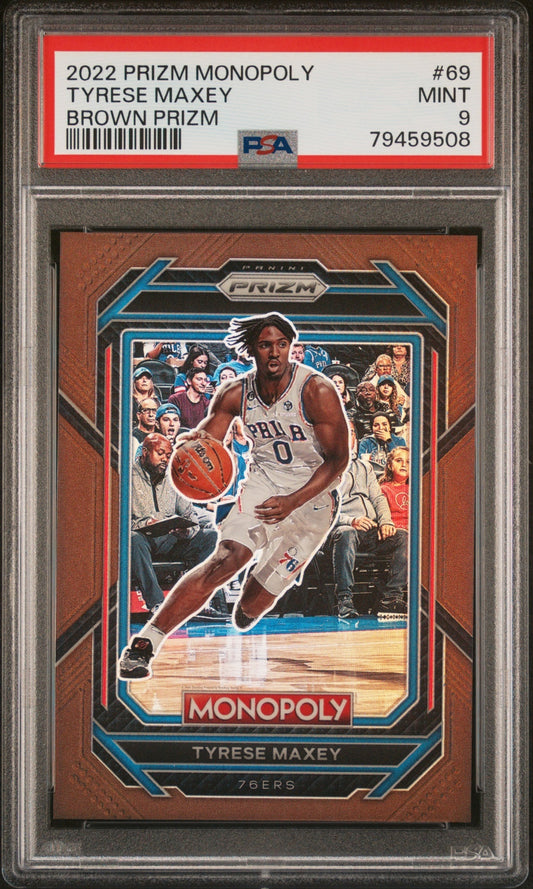 Tyrese Maxey Panini Prizm Monopoly 2022-23 Brown /249 PSA 9 Philadelphia 76ers