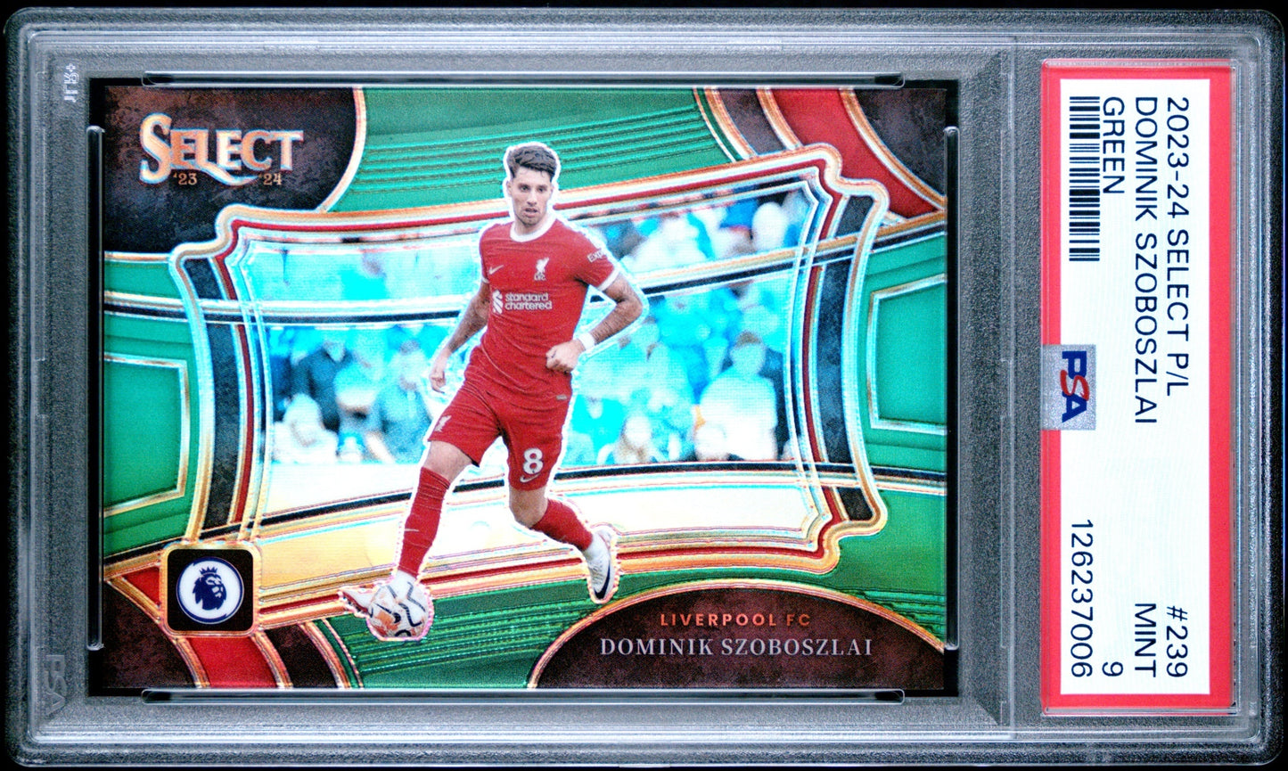 Dominik Szoboszlai Select PL 2023-24 Green Prizm /5 Field Level PSA 9 Liverpool