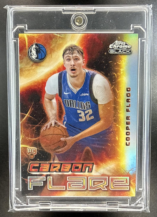 Cooper Flagg Topps Chrome Black 2025-26 Carbon Flare SP RC Dallas Mavericks
