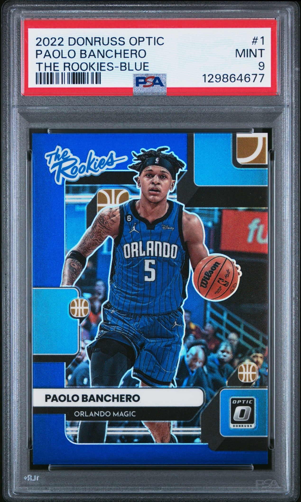 Paolo Banchero Panini Donruss Optic 2022-23 Blue /49 RC PSA 9 Orlando Magic
