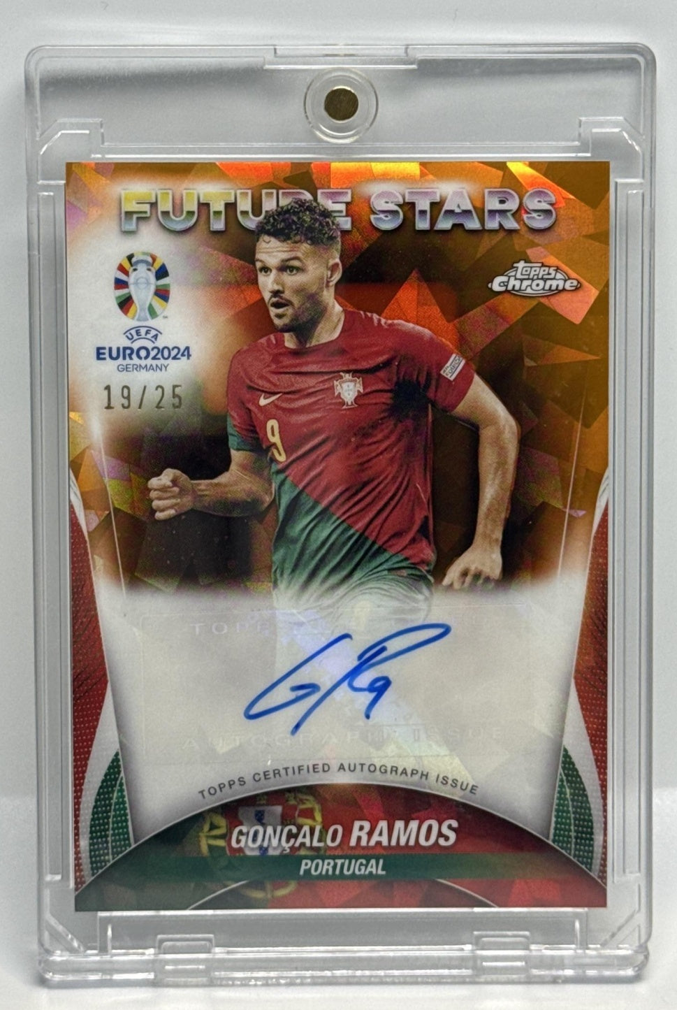 Goncalo Ramos Topps Chrome UEFA Euro 2023-24 Orange Refractor /25 Auto