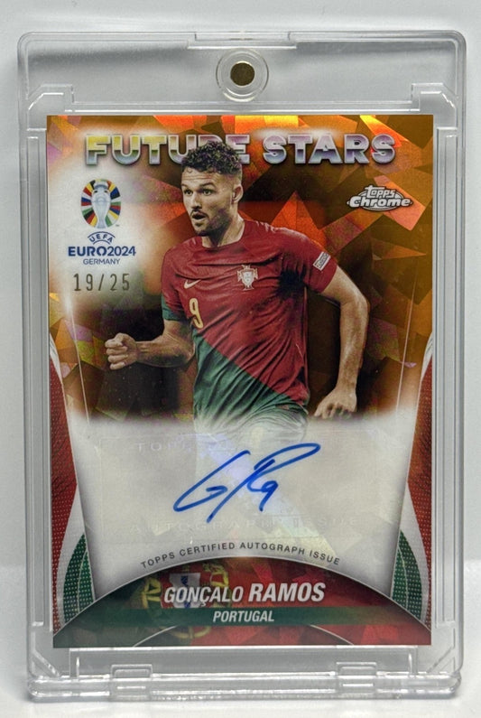Goncalo Ramos Topps Chrome UEFA Euro 2023-24 Orange Refractor /25 Auto