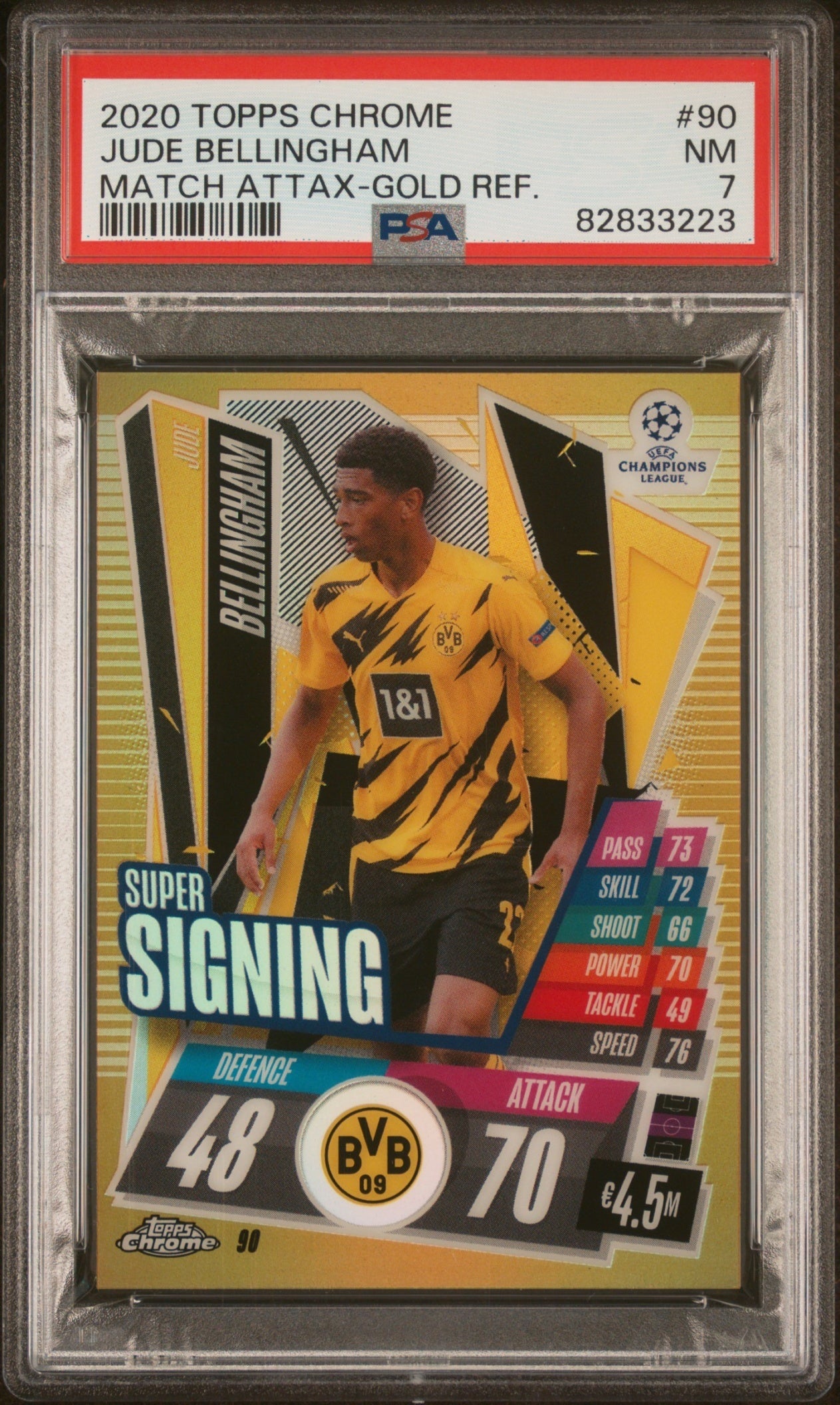 Jude Bellingham Topps Chrome Match Attax UCL 2020 Gold /50 PSA 7 Borussia Dortmund