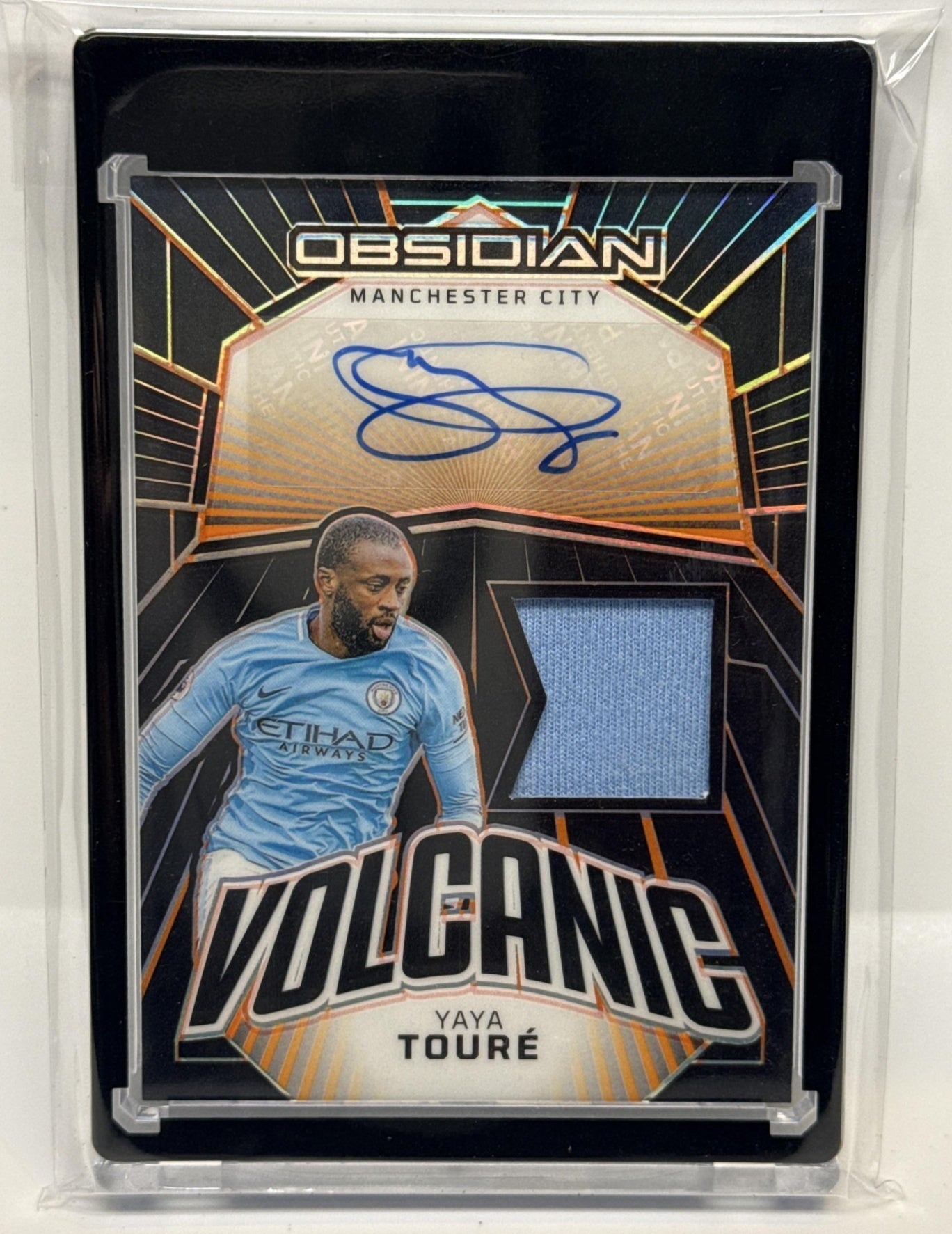 Yaya Toure Obsidian 2023-24 Electric Etch Orange /49 MEM Auto Manchester City
