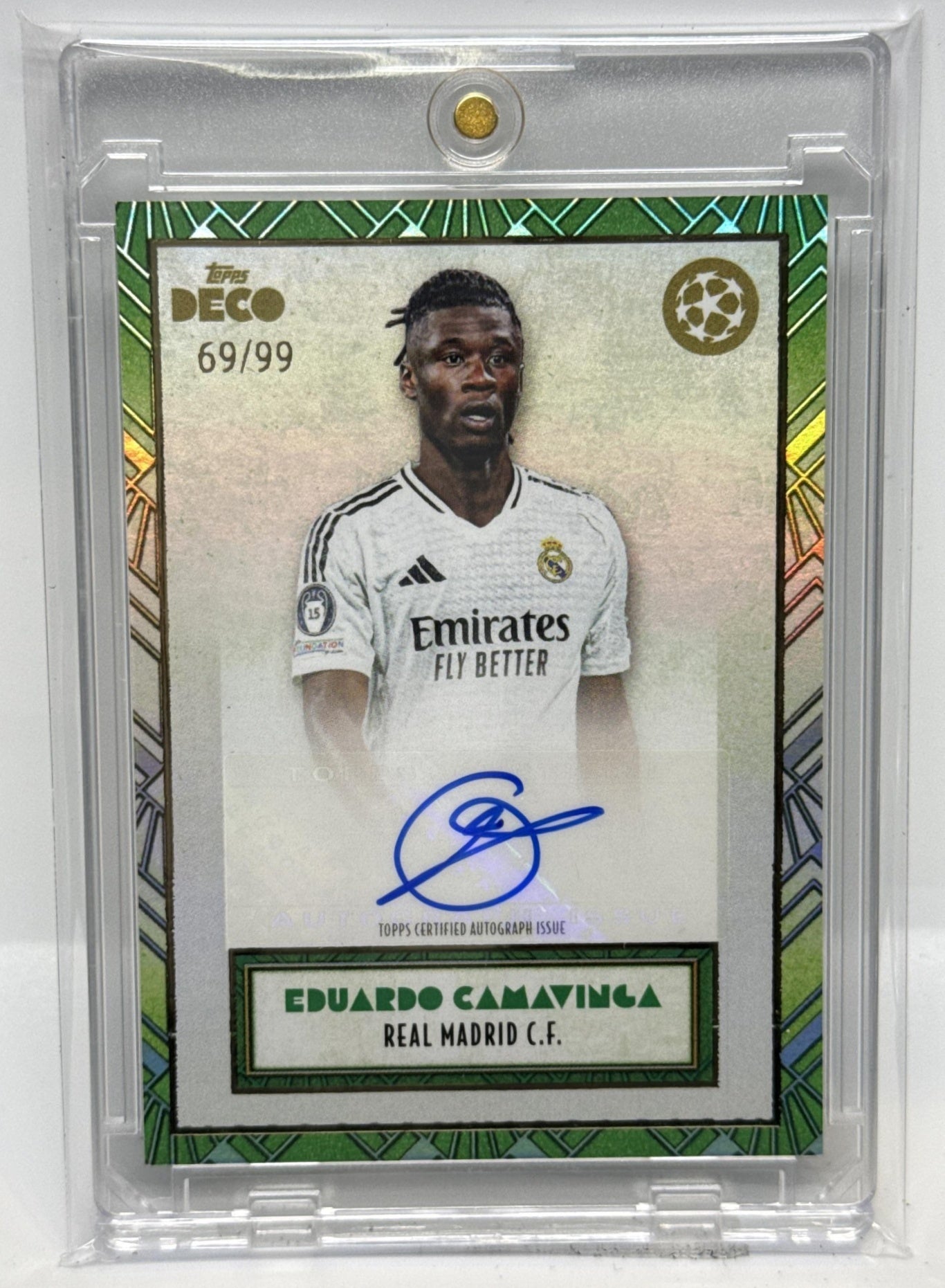 Eduardo Camavinga Topps Deco UCC 2024-25 Auto Green /99 Real Madrid CF