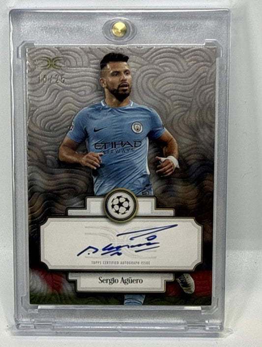 Sergio Aguero Topps Definitive UCC 2024-25 Orange /25 Auto Manchester City