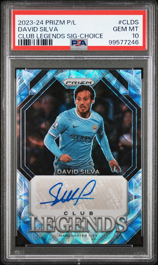 David Silva Panini Prizm PL 2023-24 Choice Auto PSA 10 Manchester City