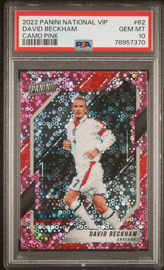 David Beckham Panini National Convention VIP Gold Pack 2022 Pink Camo /50 PSA 10