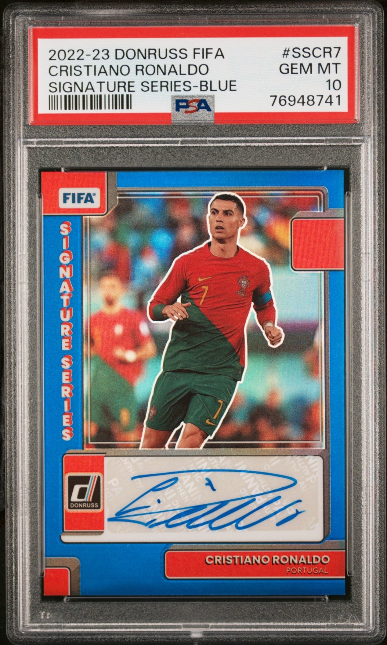 Cristiano Ronaldo Panini Donruss 2022-23 Blue /49 Auto PSA 10 Portugal