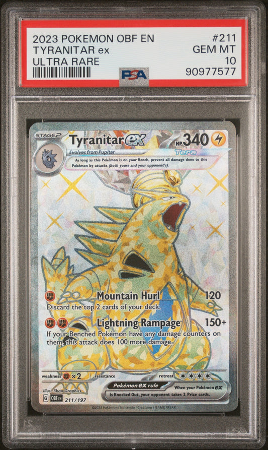 Tyranitar ex Pokemon SV Obsidian Flames - OBF EN 2023 Ultra Rare PSA 10