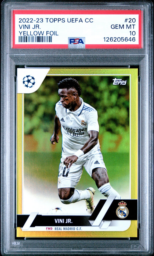 Vini Jr. Topps UCC 2022-23 Yellow Foil /299 PSA 10 Real Madrid CF
