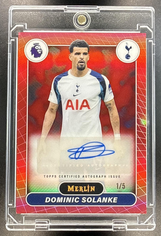 Dominic Solanke Topps Merlin PL 2026 Auto Red Refractor /5 Tottenham Hotspur