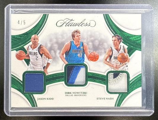 Kidd/Nowitzki/Nash Panini Flawless 2024-25 Emerald /5 Dallas Mavericks