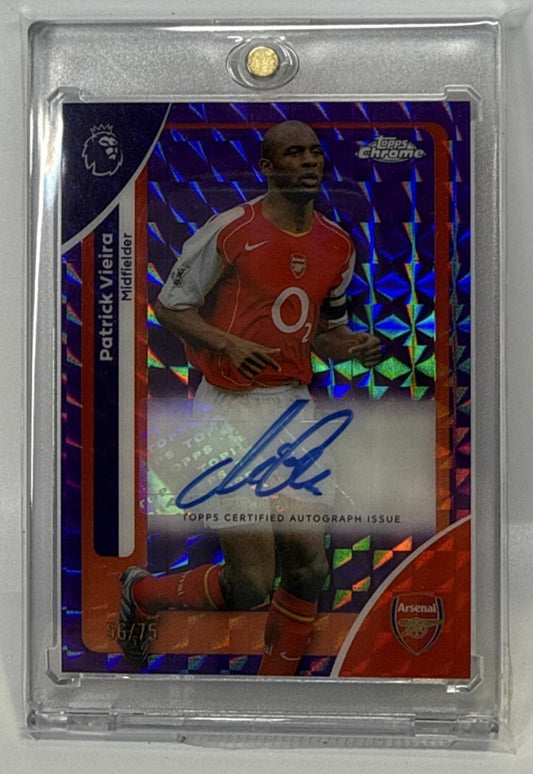 Patrick Vieira Topps Chrome PL 2026 Auto Purple Geometric Refractor /75 Arsenal