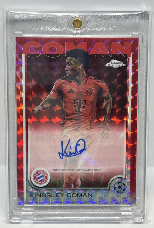 Kingsley Coman Topps Chrome UCC 2024-25 Red Geometric /5 Auto FC Bayern Munchen