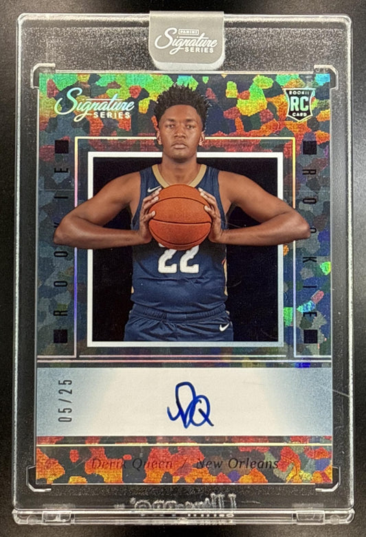 Derik Queen Panini Signature Series 2025-26 Cracked Ice /25 New Orleans Pelicans