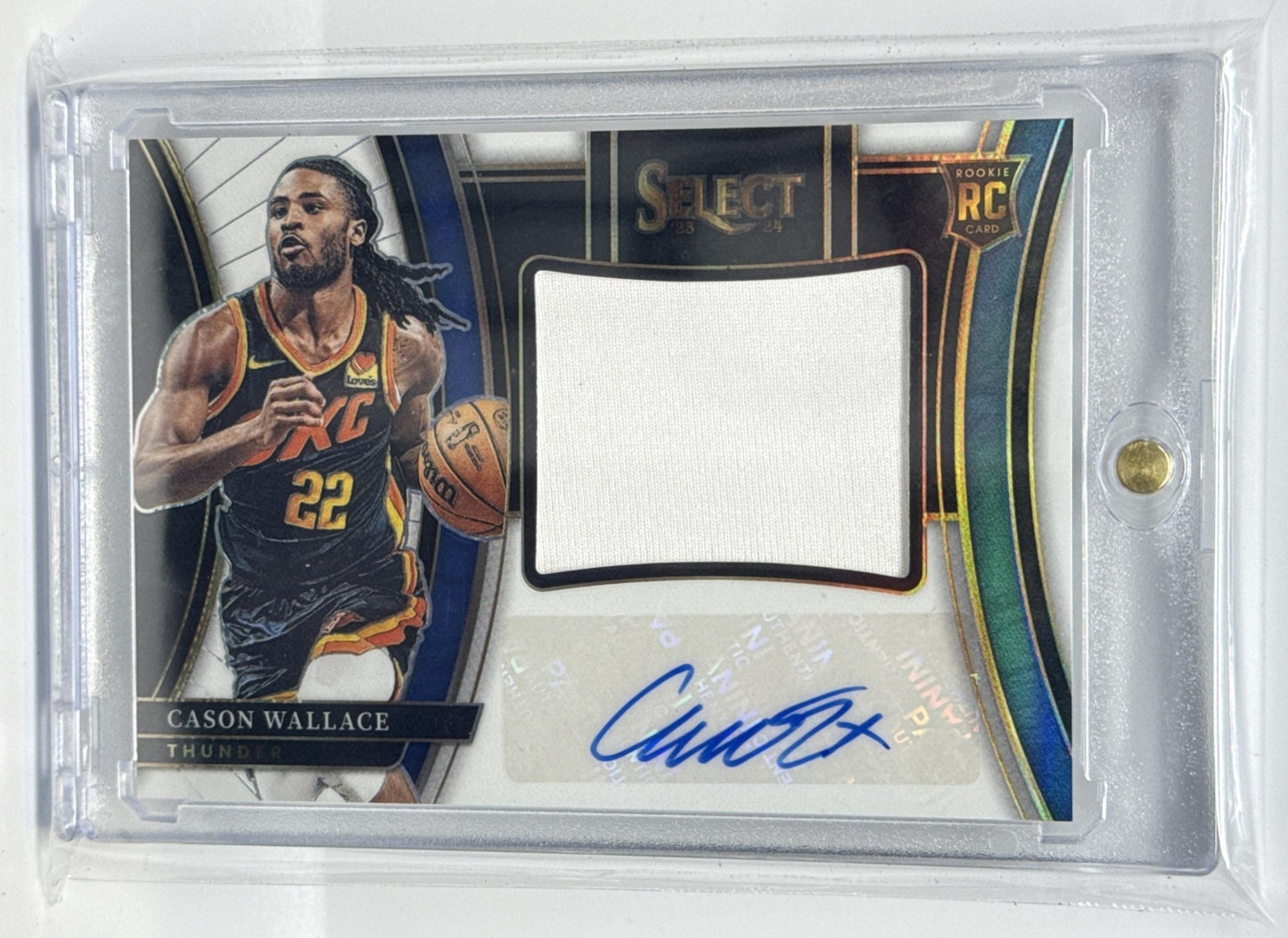 Cason Wallace Select 2023-24 White Prizms /49 MEM Auto RC Oklahoma City Thunder